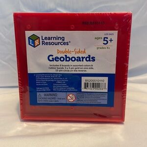 New~ Learning Resources Double Sided Geoboards Set of 6 Assorted
